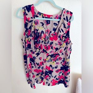 Lane Bryant 18 Floral Print Sleeveless Blouse
